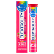 Plusssz Elektrolity + 100% Multiwitamina Truskawka i Poziomka, 24 tabletki musujące