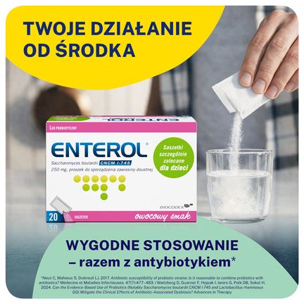Enterol, 250 mg, 20 saszetek - PRODUKT LECZNICZY NIEREFUNDOWANY OTC