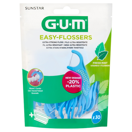 Gum Easy Flossers, nici dentystyczne na uchwycie, 30 sztuk - zdjęcie produktu