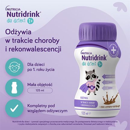 Nutridrink dla dzieci, o smaku czekoladowo-karmelowym, 4 x 125 ml  - ŻYWNOŚĆ SPECJALNEGO PRZEZNACZENIA MEDYCZNEGO