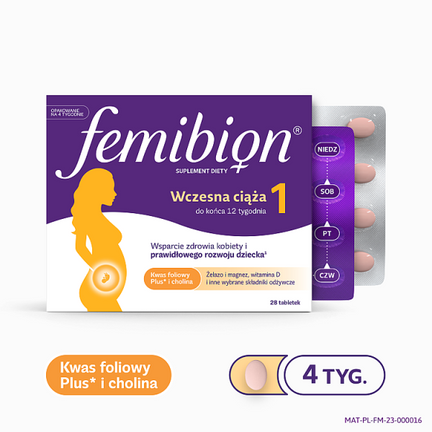 Femibion 1 Wczesna ciąża, Kwas Foliowy Plus, 28 tabletek - SUPLEMENT DIETY