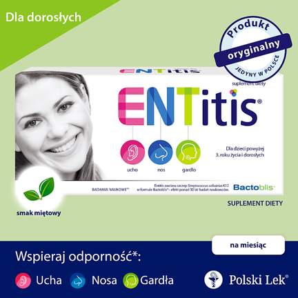Entitis o smaku miętowym, 30 pastylek do ssania - 5901785303179
