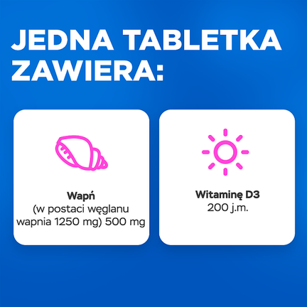Vitrum Calcium, wapń 500 mg + Witamina D 200 j.m., 120 tabletek - Uzupełniające dietę