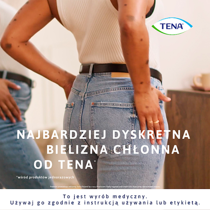 Majtki chłonne TENA Silhouette Black z niskim stanem, rozmiar M, 12 sztuk  - Układ moczowy