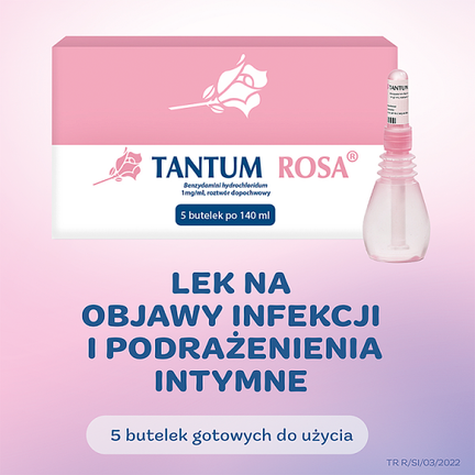 Tantum Rosa  1mg/ml, roztwór dopochwowy, 5 butelek po 140 ml - ROZTWÓR