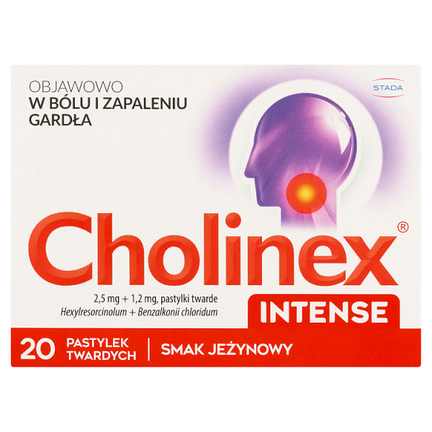 Cholinex Intense 2,5 mg + 1,2 mg, 20 tabletek do ssania - PRODUKT LECZNICZY NIEREFUNDOWANY OTC