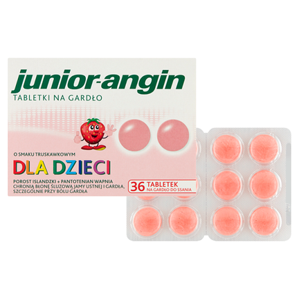 Junior-angin, truskawkowy, 36 tabletek - zdjęcie produktu