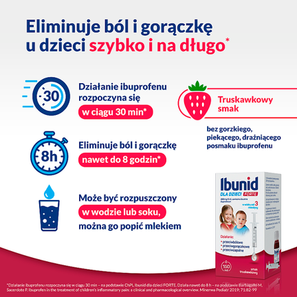 Ibunid dla dzieci Forte, smak truskawkowy, zawiesina doustna, 150 ml - ZAWIESINA
