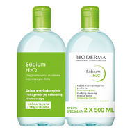 Zestaw: Bioderma Sebium H2O, woda micelarna, 2 x 500 ml
