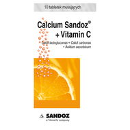 Calcium-Sandoz + Vitamina C, 10 tabletek musujących