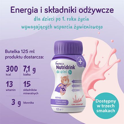 Nutridrink dla dzieci, o smaku truskawkowym, 4 x 125 ml  - 8716900590061