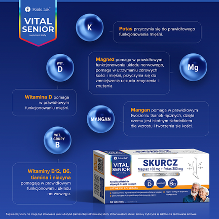 Vital Senior Skurcz, 60 tabletek - Uzupełniające dietę, Wspierające