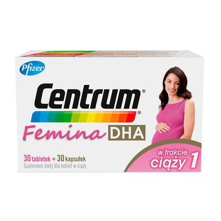 Centrum Femina DHA w trakcie ciąży 1, 30 kapsułek + 30 tabletek - zdjęcie produktu