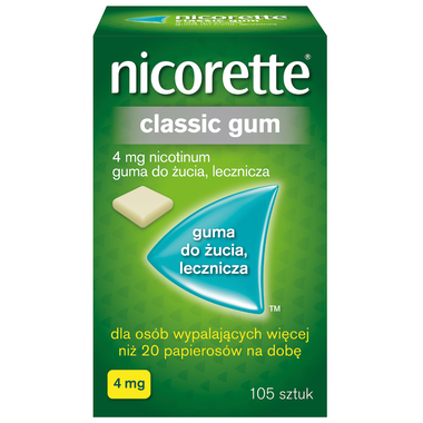 Nicorette Classic Gum 4 mg, 105 leczniczych gum do żucia