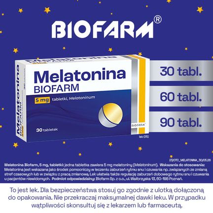 Melatonina Biofarm 5 mg, 30 tabletek 
