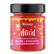 Miód wielokwiatowy z maliną, dziką różą i bioflawonoidami CBC, 250 g
