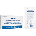 Apteo, Samoprzylepny jałowy plaster z opatrunkiem na rany cos-pores, 20 x 10 cm, 25 sztuk