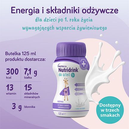 Nutridrink dla dzieci, o smaku neutralnym, 4 x 125 ml  - 8716900590047