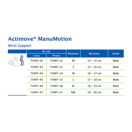 Actimove Professional Line Orteza nadgarstka, biała, prawa, r.L - Dorosły