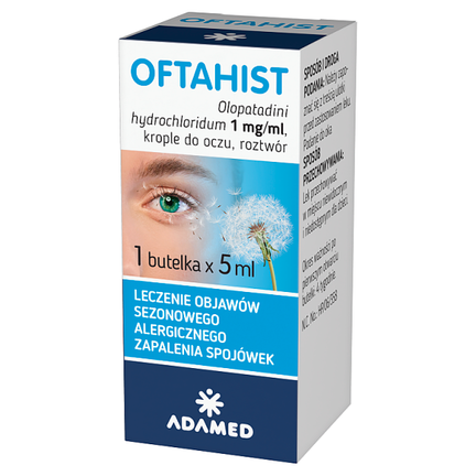 Oftahist 1 mg/ml, krople do oczu, roztwór, 5 ml - PRODUKT LECZNICZY NIEREFUNDOWANY OTC