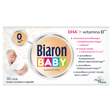 Bioaron Baby 0 m+, DHA + Witamina D, 30 kapsułek twist off - SUPLEMENT DIETY