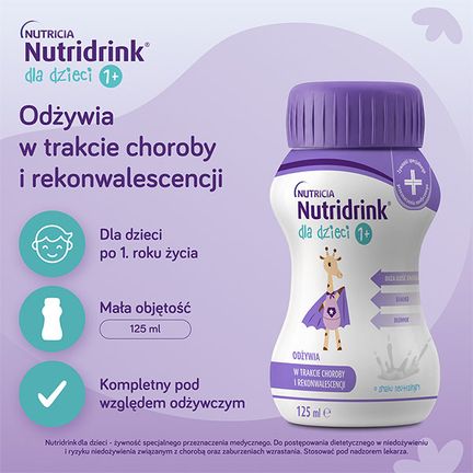 Nutridrink dla dzieci, o smaku neutralnym, 4 x 125 ml  - ŻYWNOŚĆ SPECJALNEGO PRZEZNACZENIA MEDYCZNEGO
