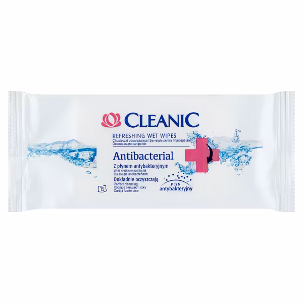 Chusteczki odświeżające Cleanic Antibacterial, 15 sztuk