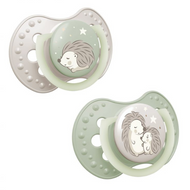 Smoczek silikonowy dynamiczny LOVI Hedgehog Night&Day, 6-18 m, 2 sztuki