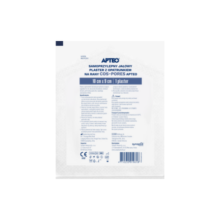 Apteo, Samoprzylepny jałowy plaster z opatrunkiem na rany cos-pores, 10 x 9 cm, 1 sztuka - zdjęcie produktu