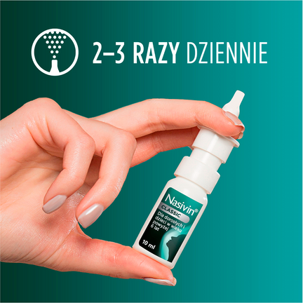 Nasivin Classic 0,5 mg/ml, aerozol do nosa, 10 ml - Dorosły, Dziecko, Młodzież