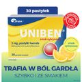 Uniben 3 mg, smak cytrynowy, 30 pastylek twardych - PRODUKT LECZNICZY NIEREFUNDOWANY OTC