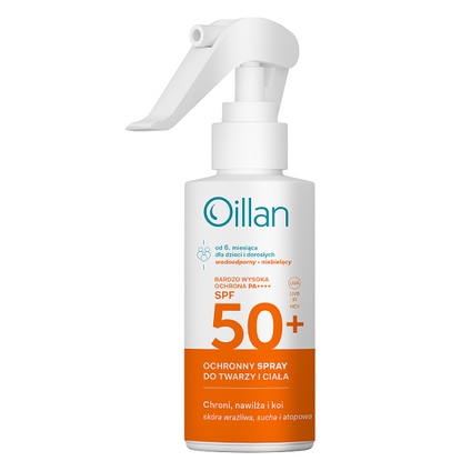 OCEANIC Oillan Sun, ochronny spray przeciwsłoneczny do twarzy i ciała SPF 50, 125 ml