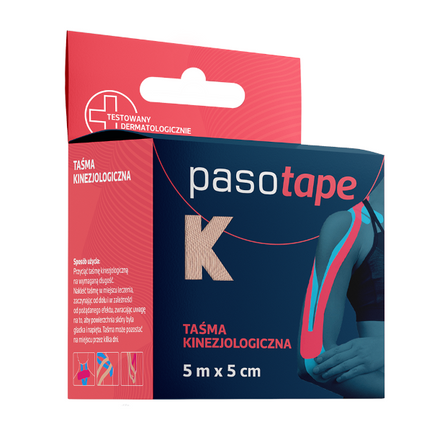 PasoTape, taśma kinezjologiczna, cielista, 5m x 5cm, 1 sztuka - zdjęcie produktu