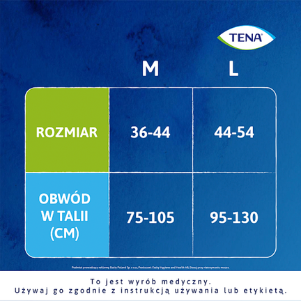 TENA Lady Pants Black wysokim stanem, rozmiar M, 30 sztuk - opakowanie produktu