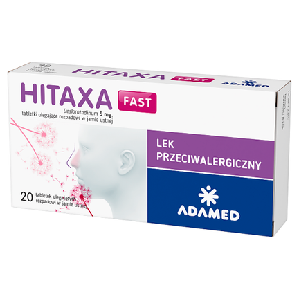 Hitaxa Fast, 5 mg, 20 tabletek ulegających rozpadowi w jamie ustnej - PRODUKT LECZNICZY NIEREFUNDOWANY OTC