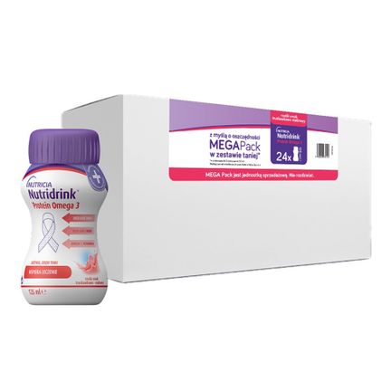 Nutridrink Protein Omega 3, smak truskawkowo-malinowy, 24 x 125 ml - zdjęcie produktu