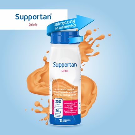 Supportan Drink, smak owoce tropikalne, 4 x 200 ml - ŻYWNOŚĆ SPECJALNEGO PRZEZNACZENIA MEDYCZNEGO