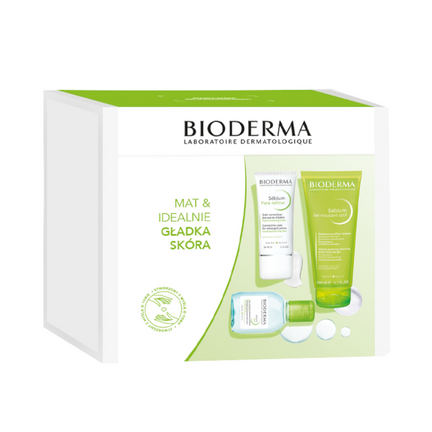 Zestaw Bioderma Sebium: Sebium Pore Refiner 30 ml + Sebium Gel Moussant Actif 200 ml + Sebium H2O 100 ml - zdjęcie produktu