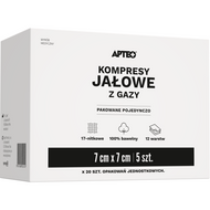 Apteo kompresy jałowe z gazy, 7 cm x 7 cm, 5 sztuk x 20 opakowań