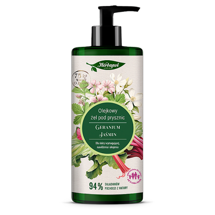 Herbapol Żel pod prysznic geranium-jaśmin, 740 ml - zdjęcie produktu