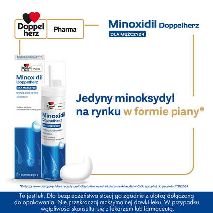 Minoxidil Doppelherz dla mężczyzn 50 mg/g, piana na skórę, 60 ml - 4009932572032