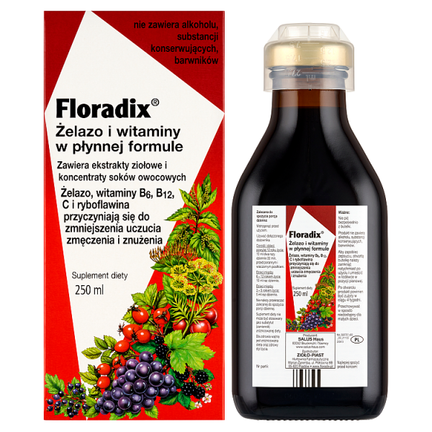 Floradix Żelazo i witaminy, tonik, 250 ml - zdjęcie produktu