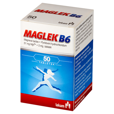 Maglek B6, 51 mg Mg2+ + 5 mg, 50 tabletek - PRODUKT LECZNICZY NIEREFUNDOWANY OTC