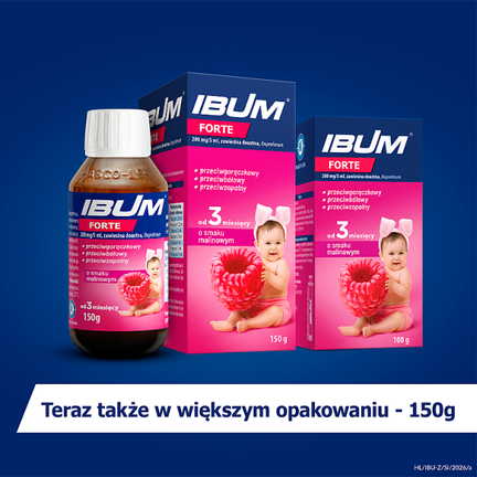 IBUM FORTE 200 mg/5 ml, zawiesina doustna o smaku malinowym, 150 g - ZAWIESINA