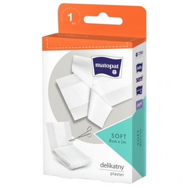 Plaster z opatrunkiem do ciu0119cia, wu0142u00f3kninowy Soft, 8 cm x 1 m