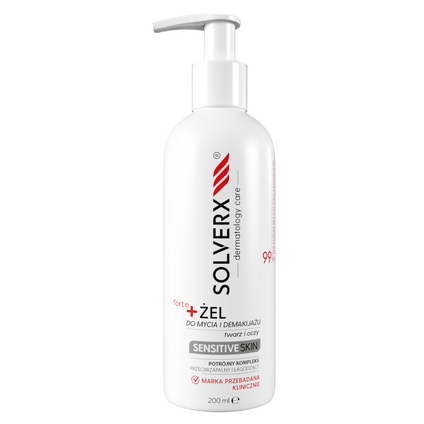 EMPIRE PHARMA Solverx Forte Sensitive Skin+, żel do mycia twarzy i demakijażu, 200 ml