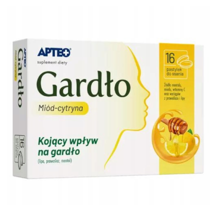 Gardło miód-cytryna Apteo, 16 pastylek do ssania - zdjęcie produktu