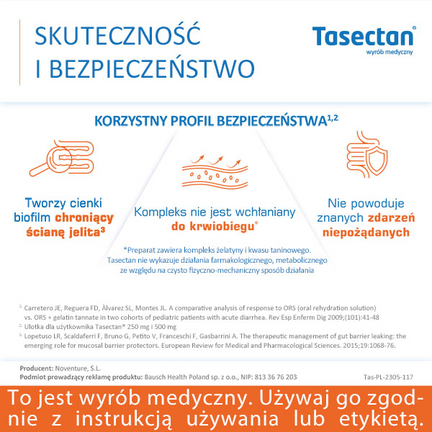 Tasectan dla dzieci 250 mg, 20 saszetek - Biegunka