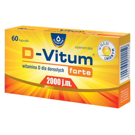 D-Vitum Forte 2000 j.m., witamina D dla dorosłych, 60 kapsułek - zdjęcie produktu