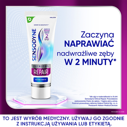 Sensodyne Clinical Repair Active White, pasta do zębów, 75 ml - WYRÓB MEDYCZNY